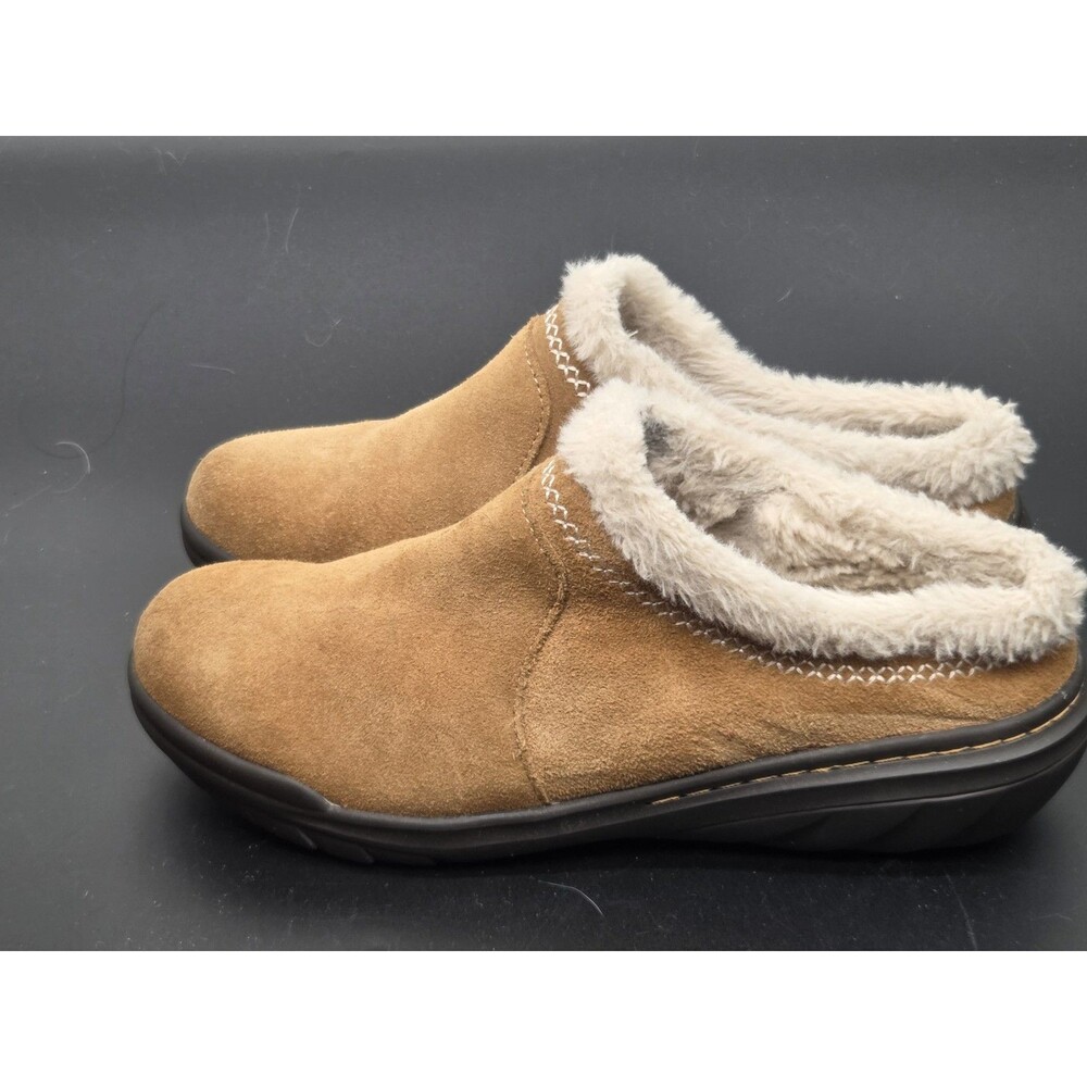 Jambu Fleece Lined Leather Slip On Shoes Brown Size 7 Womens Wilma Mule Comfort